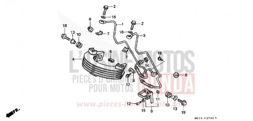 REFROIDISSEUR D'HUILE (XR250RG/RH/RJ/RK/RL/RM) XR250RM de 1991